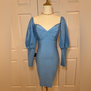 Missguided+ Blue Long Sleeve Dress